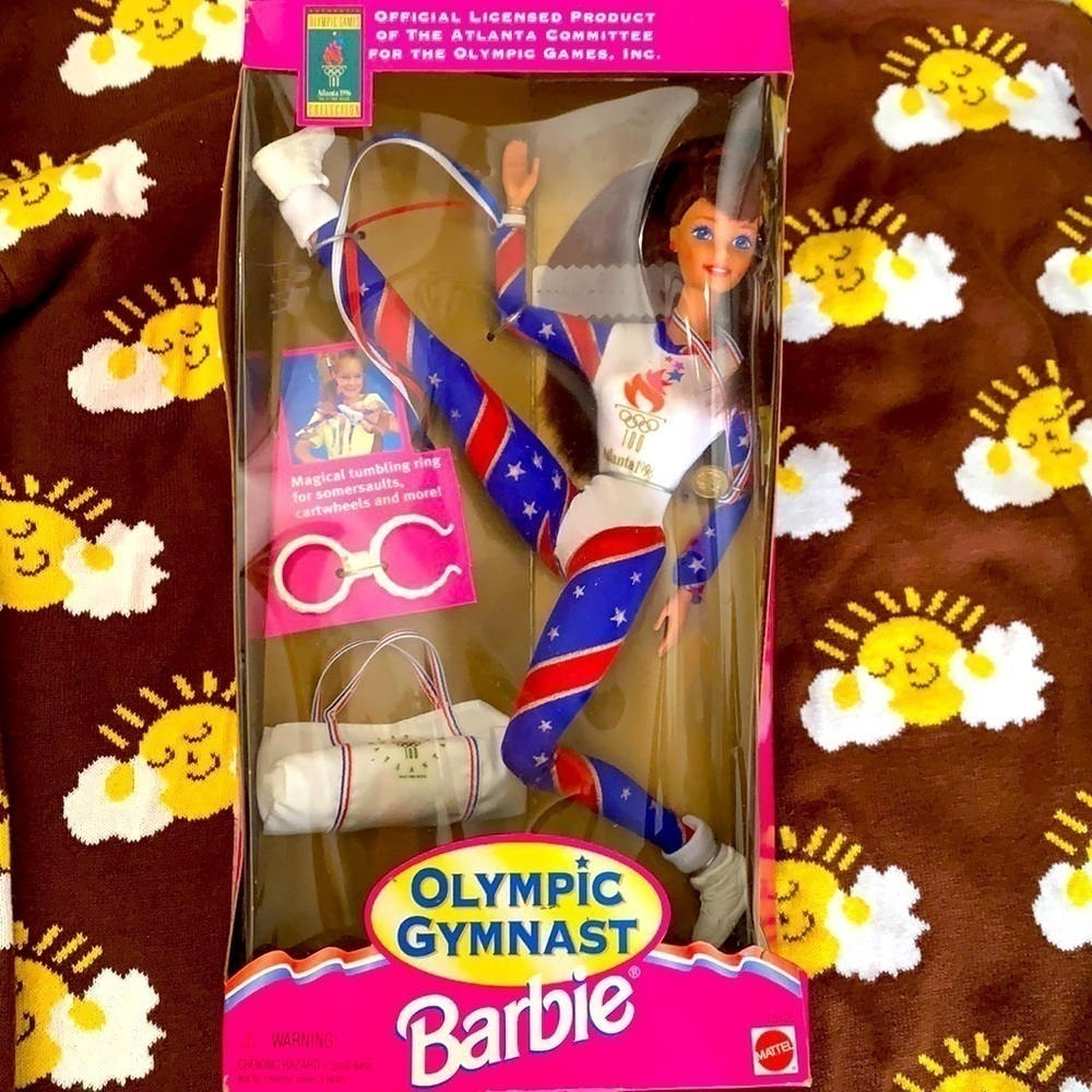 Vintage 1996 Mattel Olympic gymnast Barbie red head blue eyes new in box